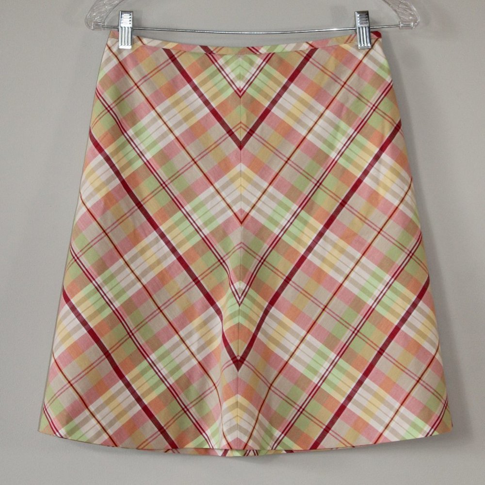 Ann Taylor Loft Petites Plaid A-line Skirt - Size 4P, Multi Color, Side Zip